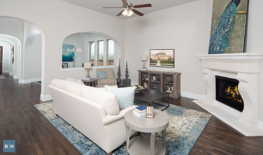 Fireplace with staged wood and/or flowers